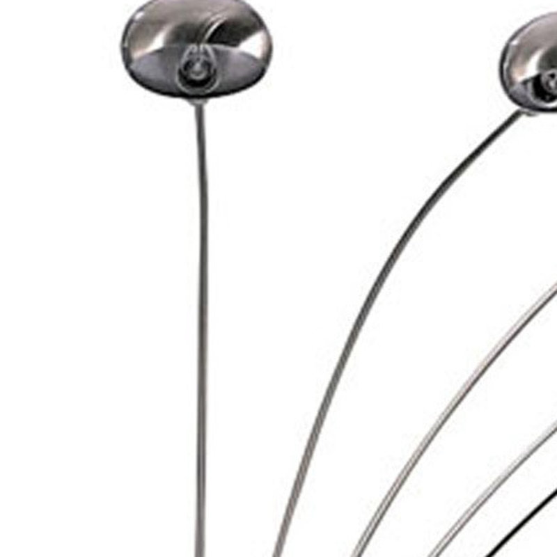 84" Five Lights Arc Floor Lamp With Dome Shade, Silver, Nickel