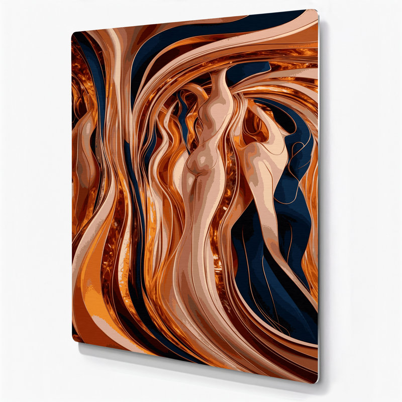 Abstrait figuratif 39, art mural en métal brun, H 12 po x l 18 po