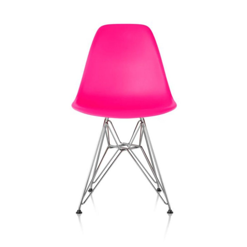 Chaise en plastique Luna, Rose foncé, Chrome chrome