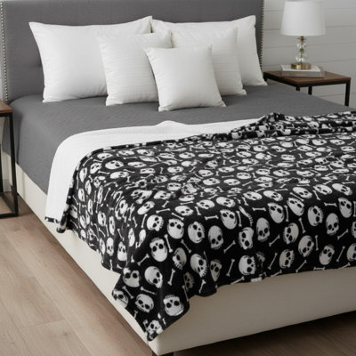 Skull & Bones Edgy Decorative Throw Blanket