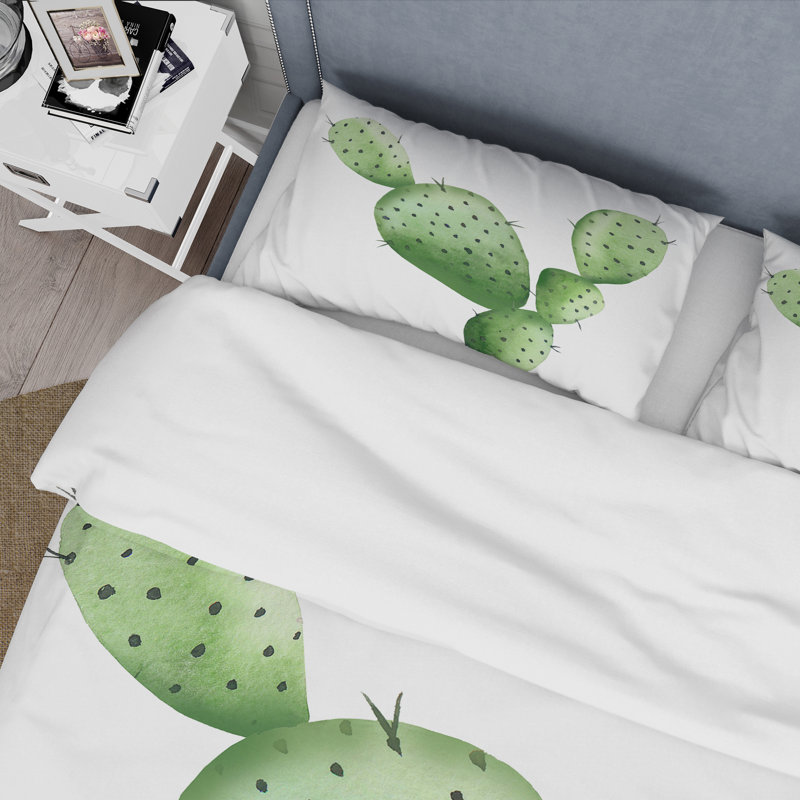 Green Southwestern Cactus - Ensemble de housse de couette tropical - Polyester en microfibre