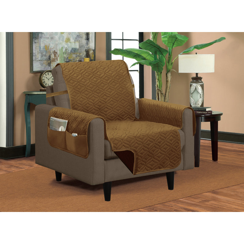 Housse pour fauteuil à coussins carrés/rectangulaires Classic, Brun/beige