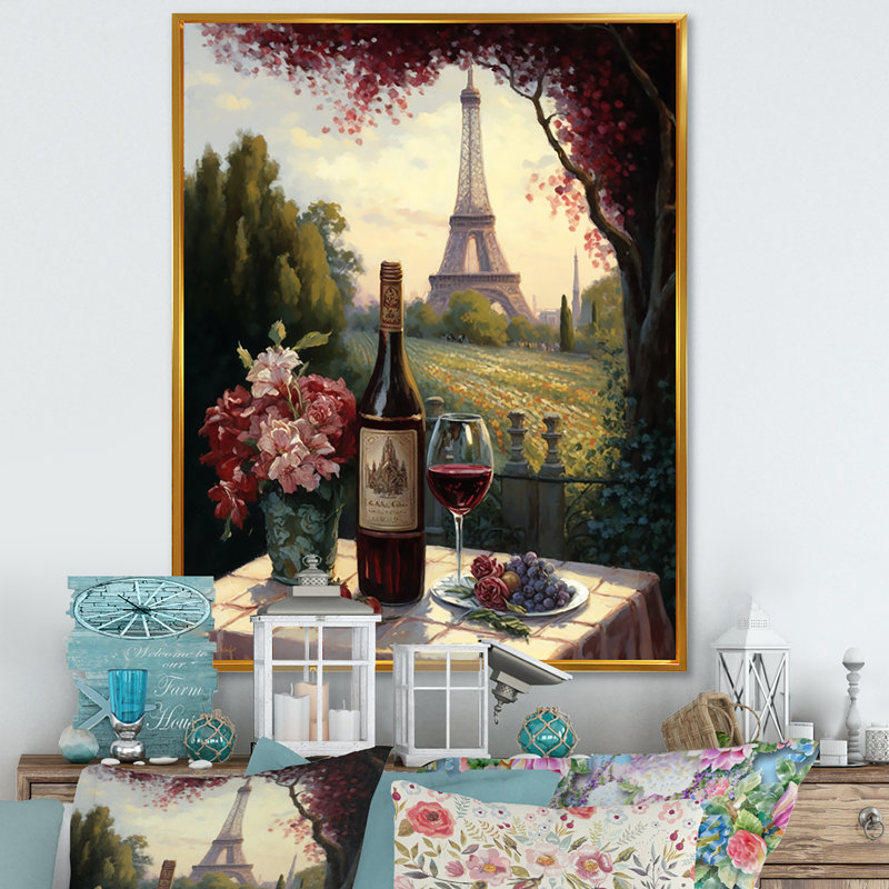 «Savouring Red Wine» par la Tour Eiffel Paris I, reproduction sur toile, H 20 po x l 12 po x P 1 po