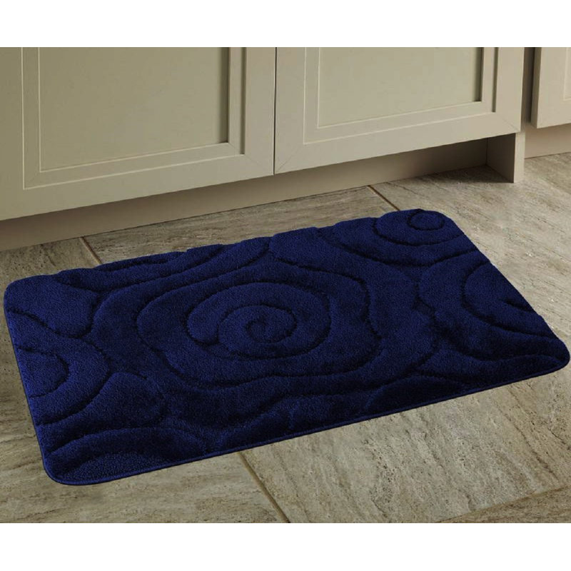 Hardeman Non-Slip Bath Rug, Navy Blue
