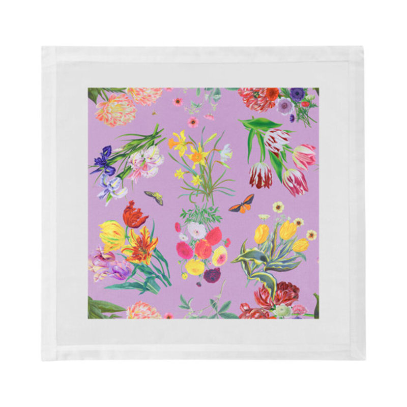 Flora Fauna Cotton Blend Square Napkins, Orchid