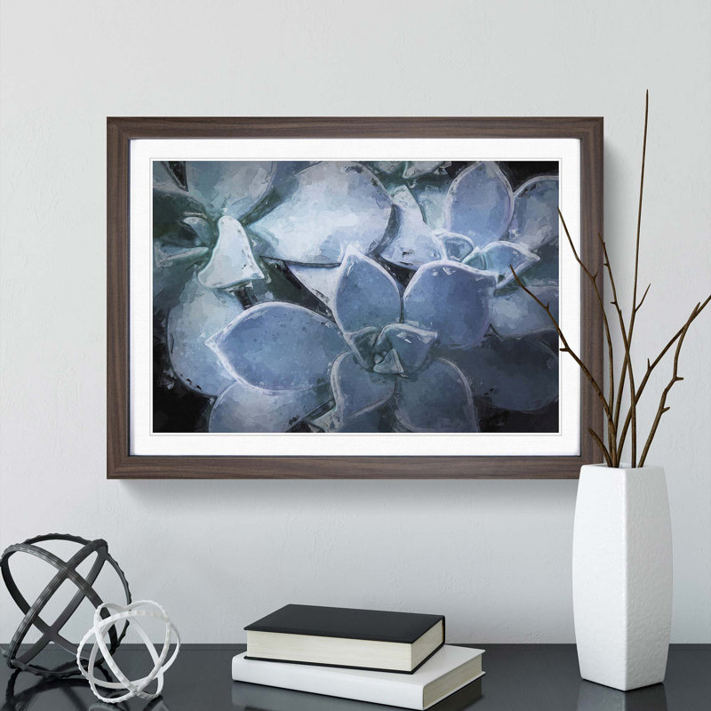 Pale Purple Succulent Plant in Abstract - Picture Frame Graphic Art Print, Walnut Framed, 27cm H x 36cm W x 2cm D