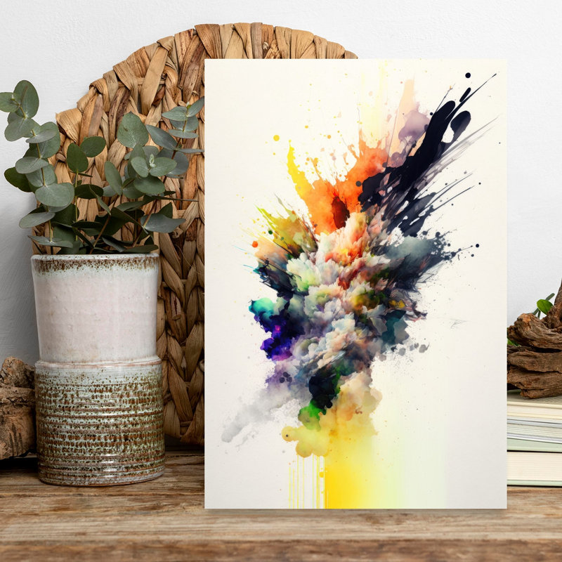 Vibrant Color Explosion Abstract Contemporary Wall Art Print by Mauro - Wrapped Canvas Print, 45.72cm H x 30.48cm W