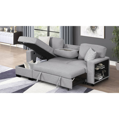 Canapé modulaire de style moderne avec revêtement en velours et méridienne réversible Pinto