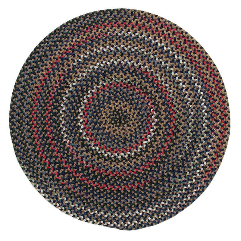 Tapis décoratif bleu marine/rouge tressé doliya, Ronde 15 pi