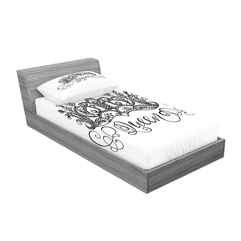 Ensemble de draps et taies décoratives Ambesonne, noir et blanc, Ensemble de draps pour lit simple + 1 drap-housse 