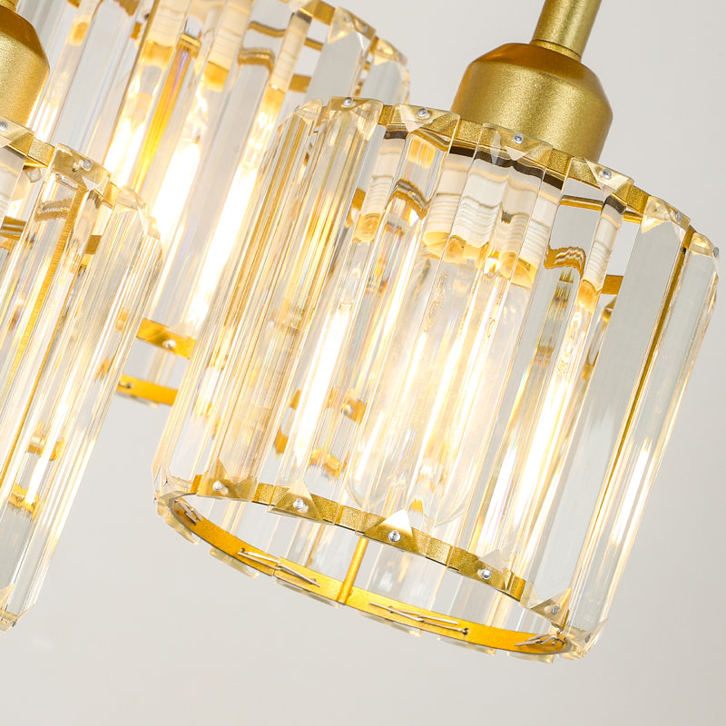 3-light Gold Semi Flush Mount Ceiling Light, Modern Crystal Fixture For Kitchen, Entryway & Bedroom, Brushed Gold