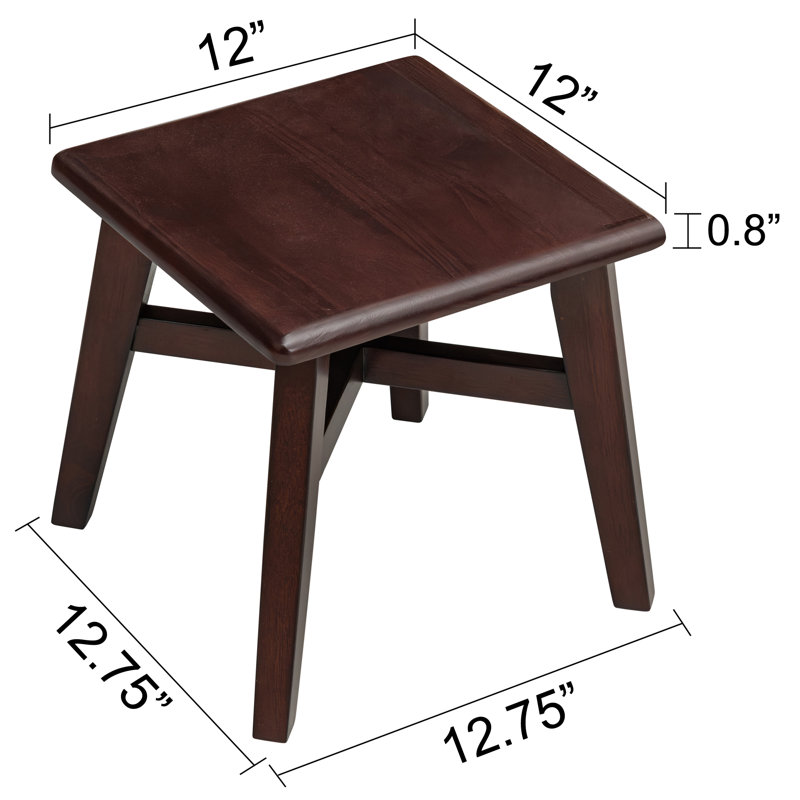 Escabeau léger en bois franc massif à 1 marche de 12,25 po de hauteur pour adultes et enfants avec capacité de 200 lb, espresso