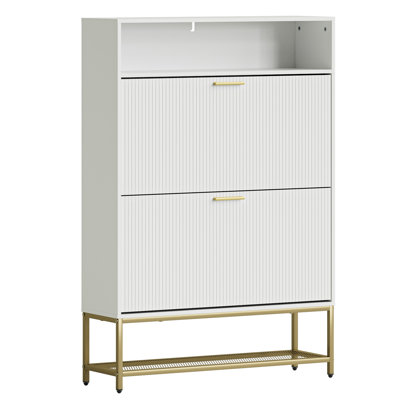 White Wooden Shoe Cabinet