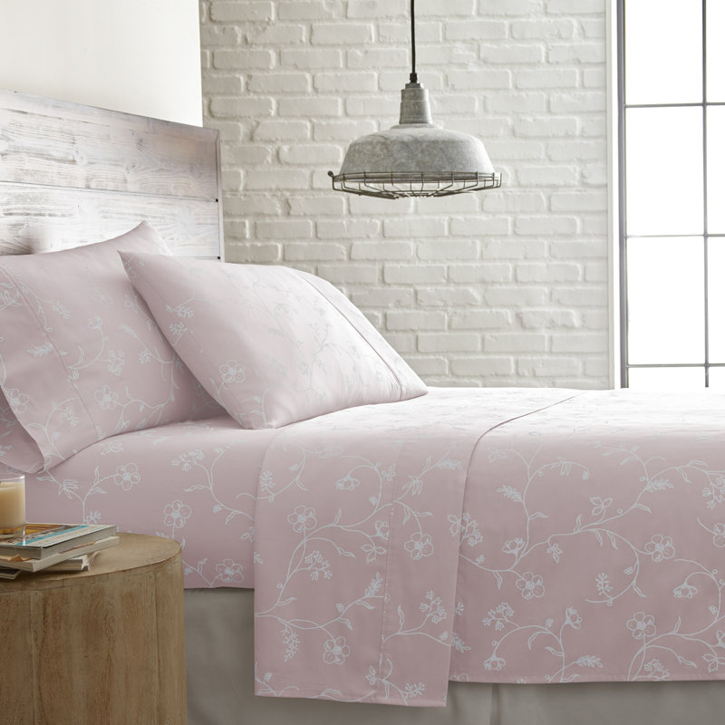 Ensemble de draps Southbest Sweet Liners Sweetbrier, Ensemble de draps pour très grand lit + drap-hous, Pastel Pink/White