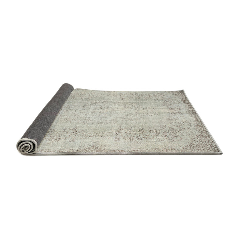 Tapis gris clair/brun contemporain, Rond 6 pi
