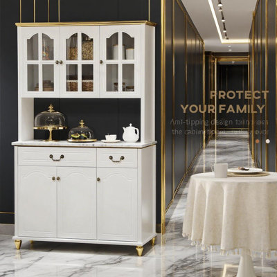 Kitchen Storage with 6 Doors, 2 Drawers and 3-Level Adjustable Shelves Kitchen Buffet