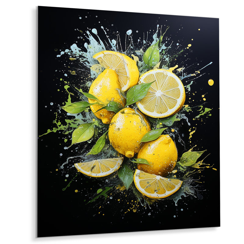Neon Lime Lemonade Luminescence - fruits, art mural en métal, H 40 po x l 30 po x P 1,5 po