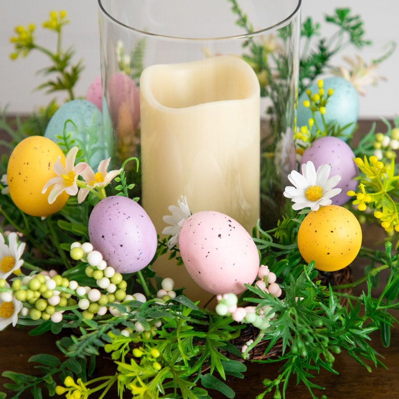 8In. Artificial Easter Candle Holder Arrangement