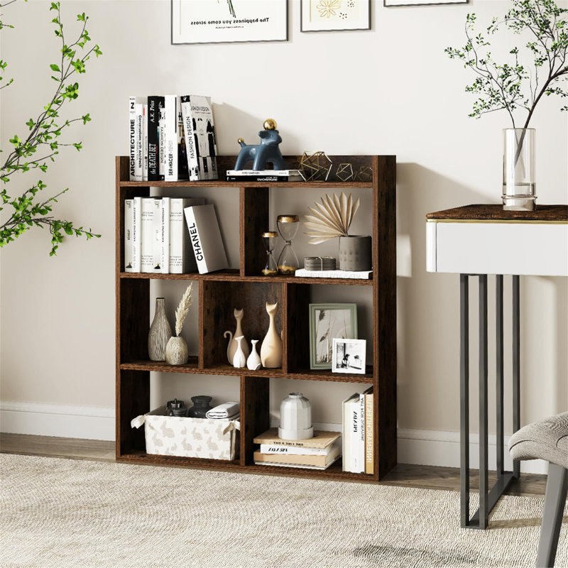 90cm H x 80cm W Bookcase, Rustic Brown