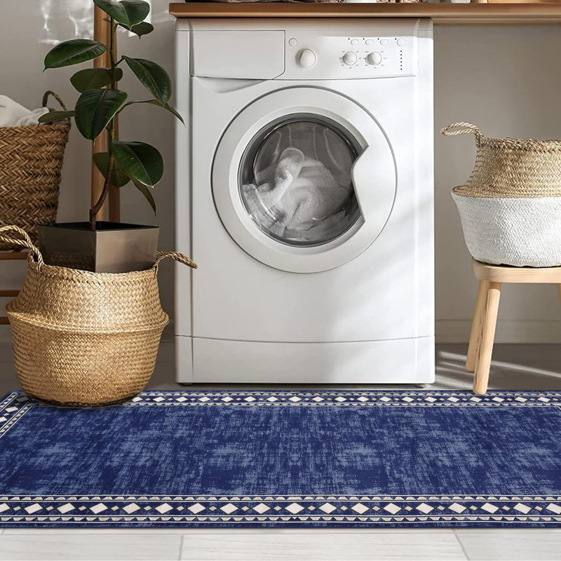 Tapis à bordure chic et lavable pour la salle à manger, Tapis de couloir 2 pi x 6 pi