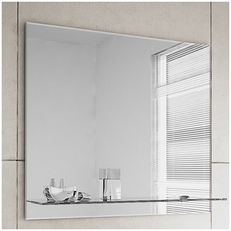 Shanita Flat Wall Mirror with Shelves, 50 cm H x 55 cm W x 14 cm D
