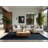 Soft Plush Fifield July 4Th Modern & Contemporary Abstract Area Rug in Gray – Navy Binding-324877653