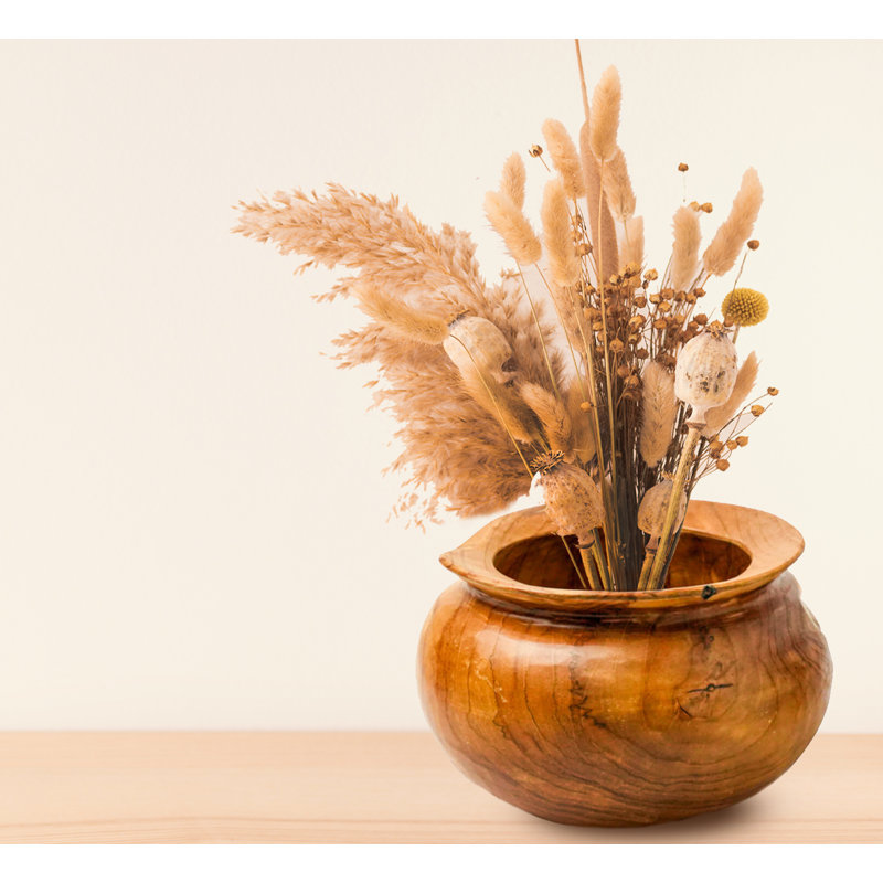 Dailley Handmade Wood Table Vase, 6" H x 8" W x 8" D