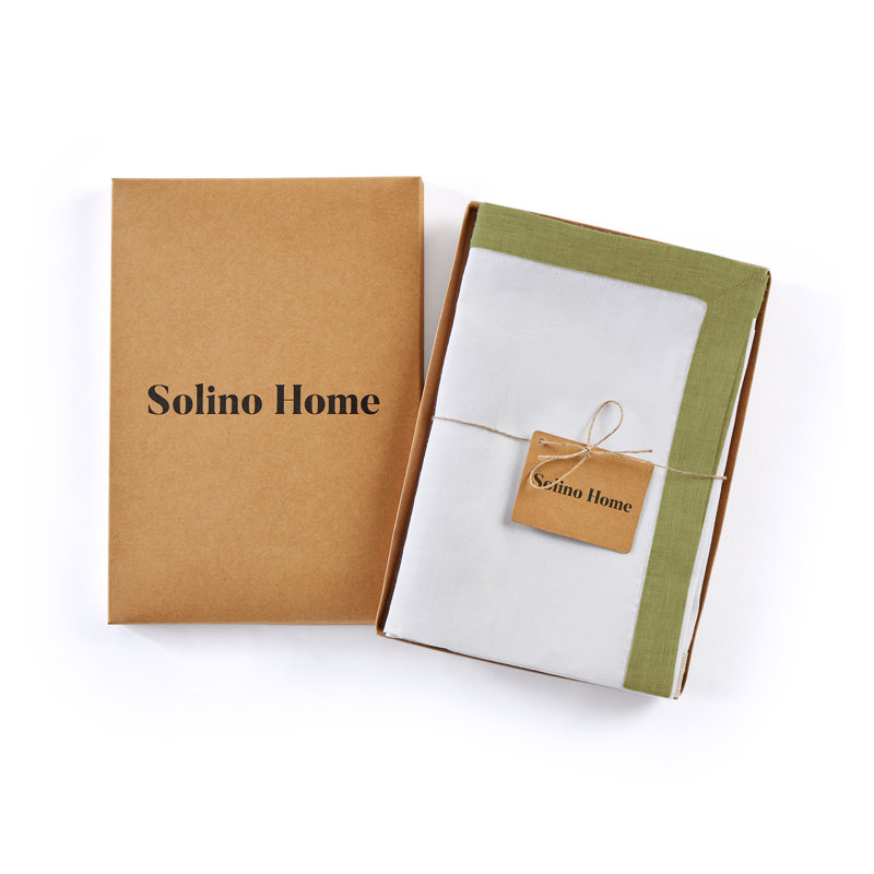 Classic - 100% Pure Linen Dinner Napkins, Avocado/White