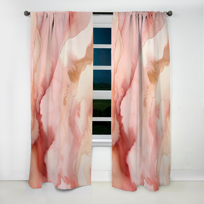 Pink And Gold Enchanted Spills IV - Abstract Curtain - Blackout Abstract Curtain - 1 Panels