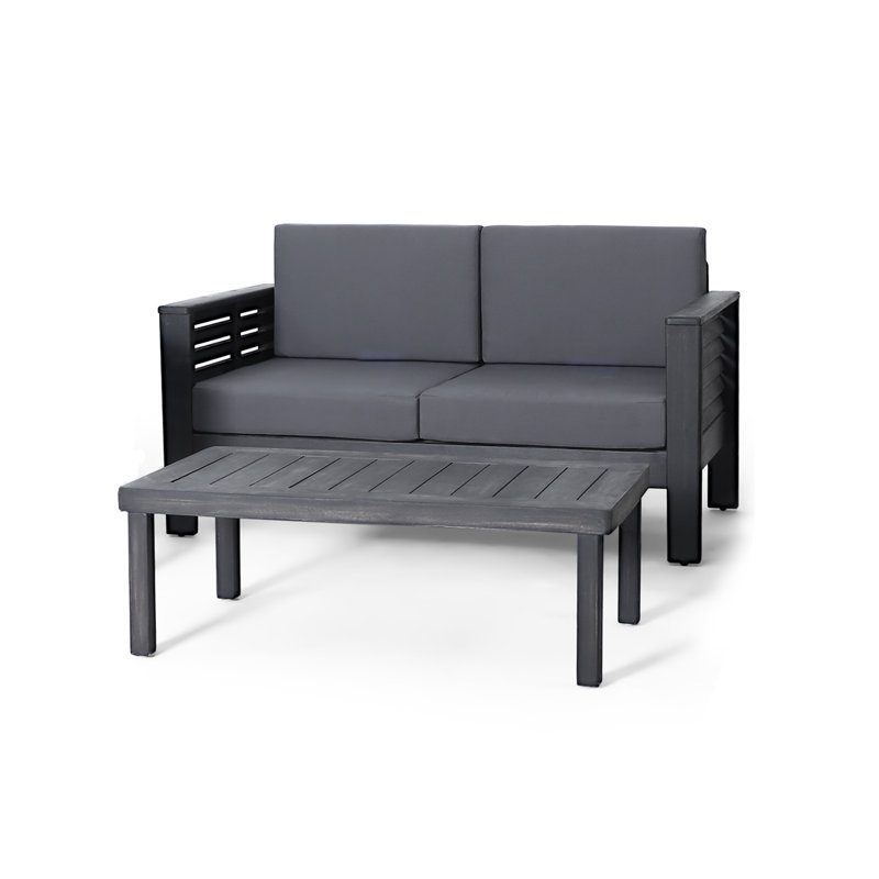 Tyrine 2 - Person Patio Conversation Set, Dark Gray Polyester Blend