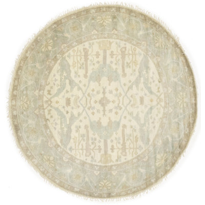 Tapis oriental rond Oushak Chobi Mute