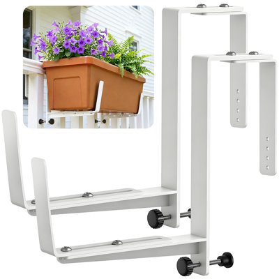 VOXORAdjustable Heavy Duty Window Box Brackets with Bottom Support - Set of 2