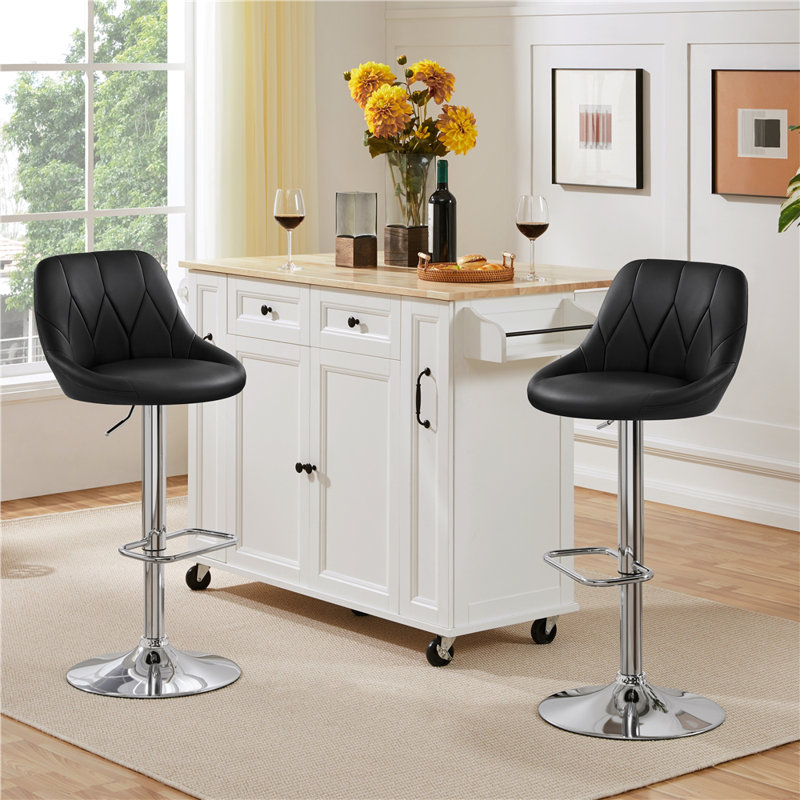 color Height Adjustable Swivel Bar Stool, Black