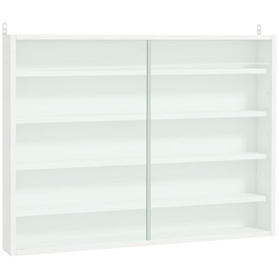 5-Tier Wall-Mounted Glass Display Cabinet With 2 Doors And Adjustable Shelves For Collectibles And Decor
