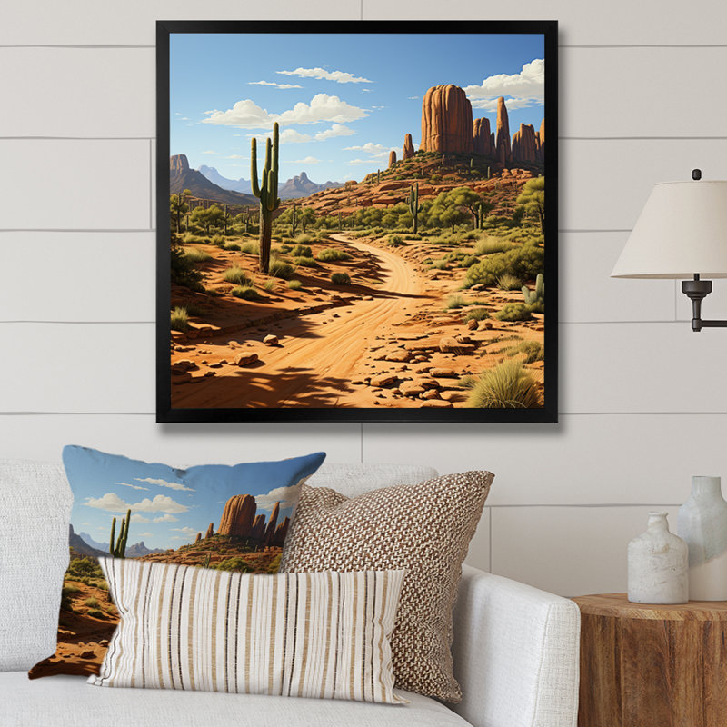 Cactus du désert au Nevada - fruits, art mural, H 36 po x l 36 po x P 1,5 po, Cadre flottant noir