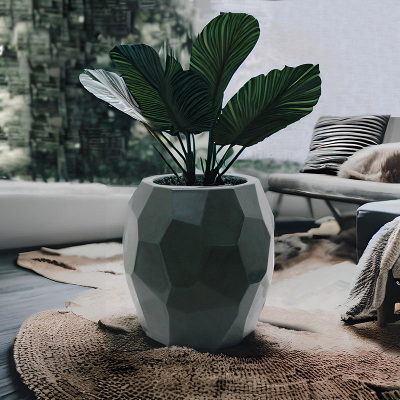 Pot à fleurs 15,7 pouces écologique / vert foncé marbré intérieur / extérieur civilisé ECOBO
