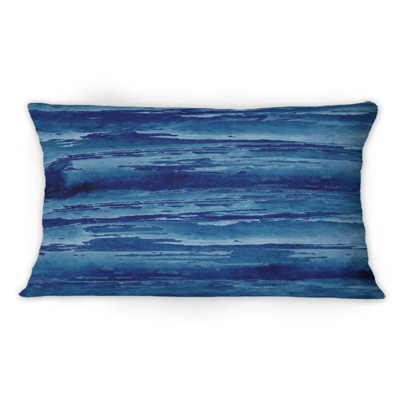 Coussin abstrait à imprimé abstrait bleu classique I 1