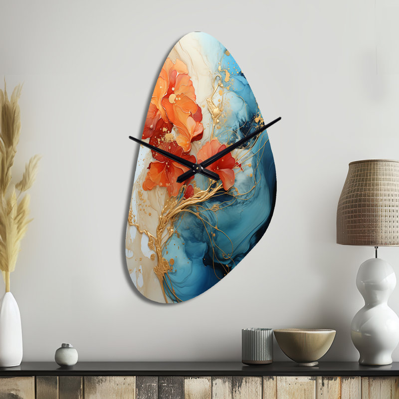 Horloge murale orange en forme de fractale abstraite - Fractales, Moyenne