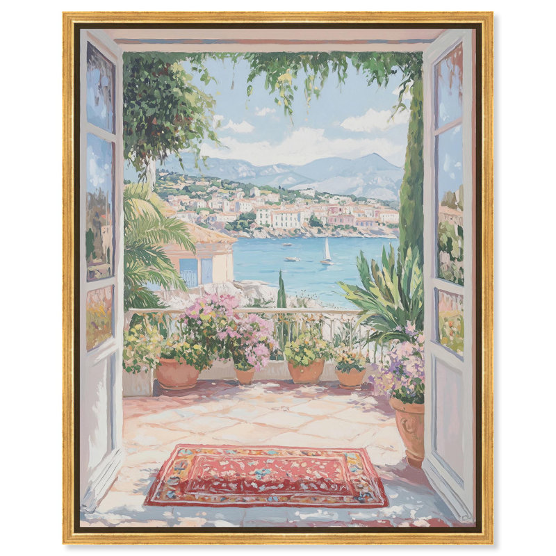 «Room with a View» par Art Remedy, Cadre flottant doré, H 46 po x l 37 po