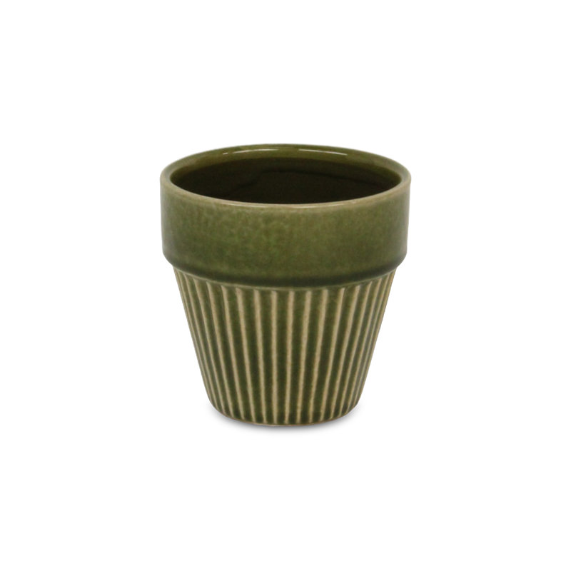 Lutton Handmade Ceramic Pot Planter, 4.5" H x 4.5" W x 4.5" D, Green
