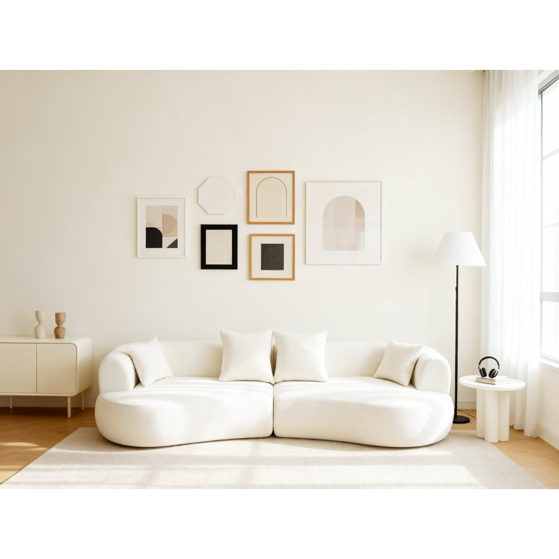 Canapé modulaire courbé 122 "avec 4 coussins 122", Blanc