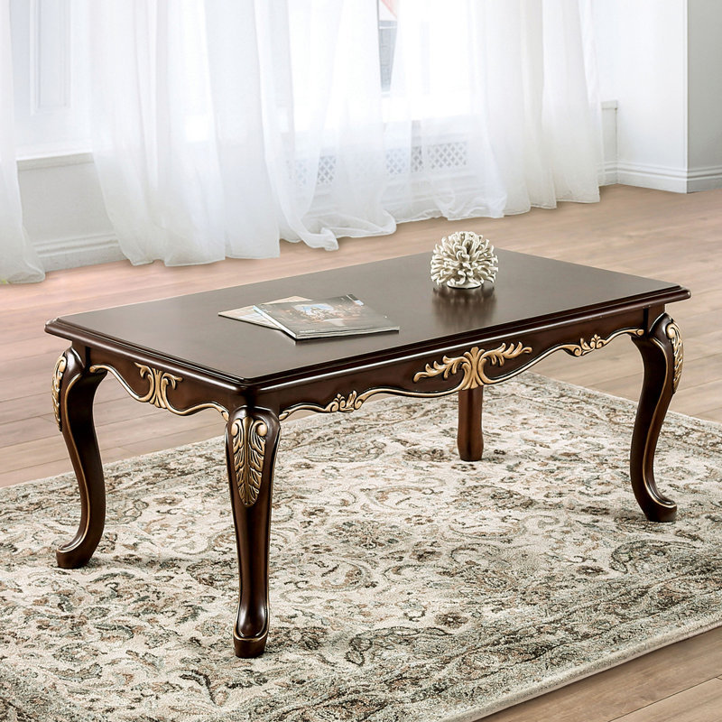 47.6" W Traditional Coffee Table, Rich Tobacco