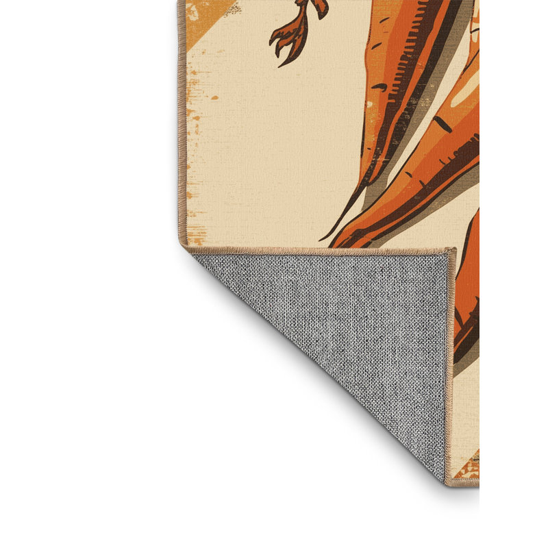 Tapis brun carotte lavable à la machine Tomohon - reliure brun clair, 8 x 10