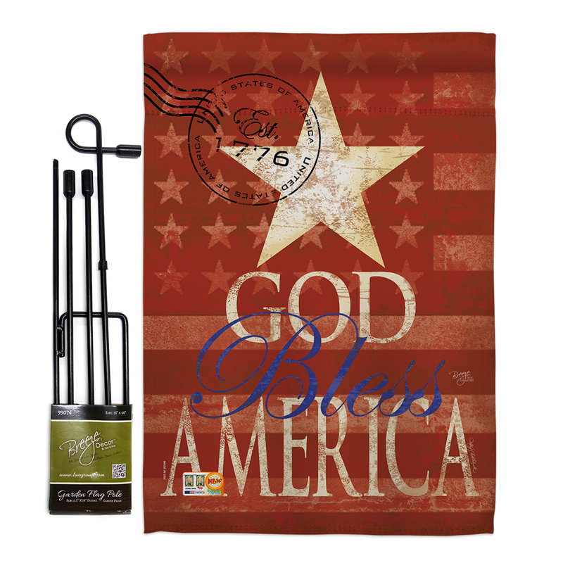 18,5 x 13 po, dieu bless american americana patriotiques, en polyester à 2 côtés. ensemble de drapeau