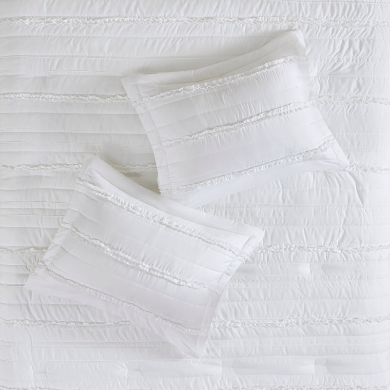 Ensemble d'édredon à volants en microfibre 5 pièces blanc