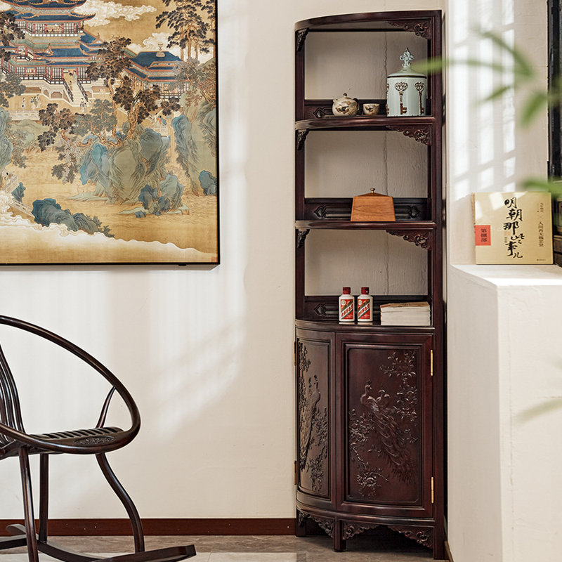 New Chinese Classic Retro Style Bookcase, 70.9" H x 27.6" W x 19.7" D