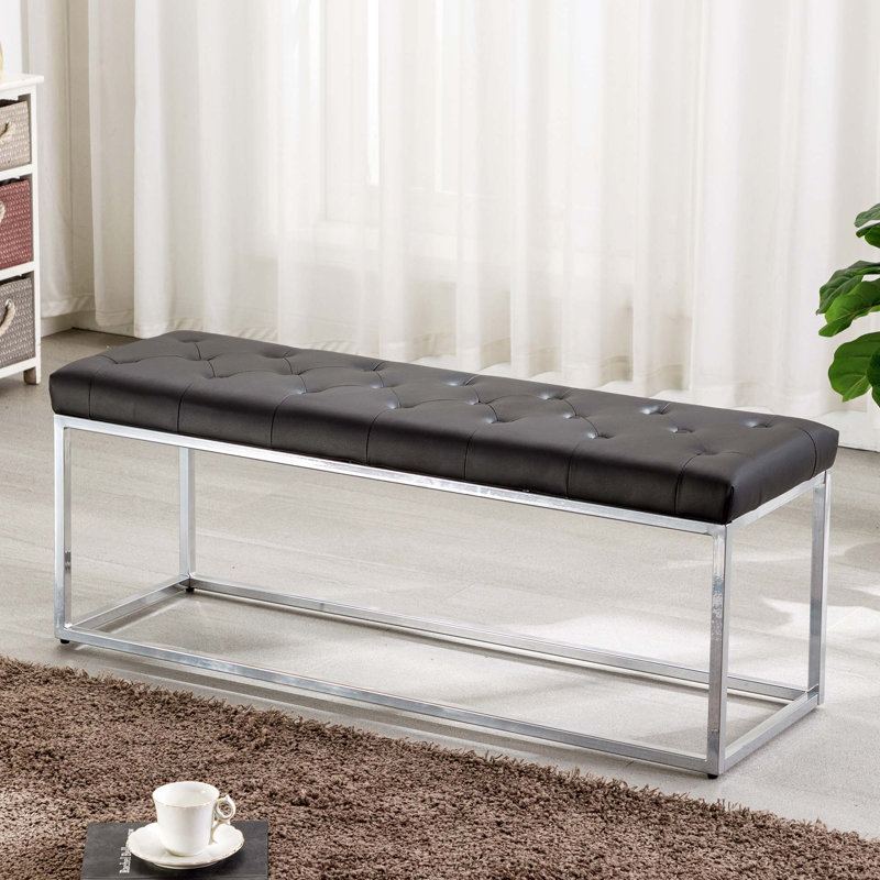 Banc en faux cuir Omombo Jacksonjames, Noir / argenté