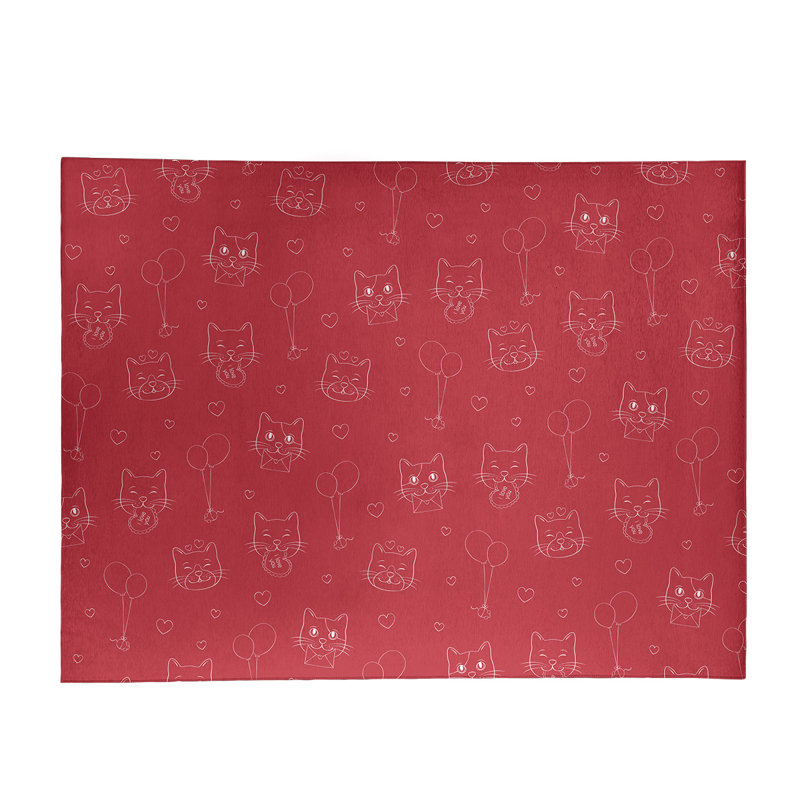 Tapis de zone rouge fait main, Rectangle 9 pi x 12 pi