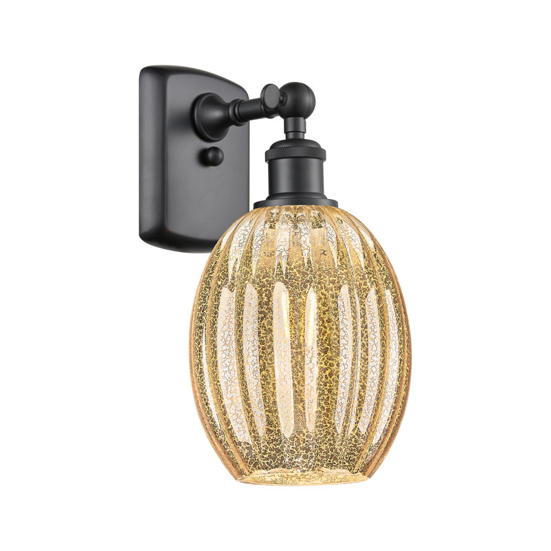 Eladia Steel Armed Sconce, Clear / Matte Black