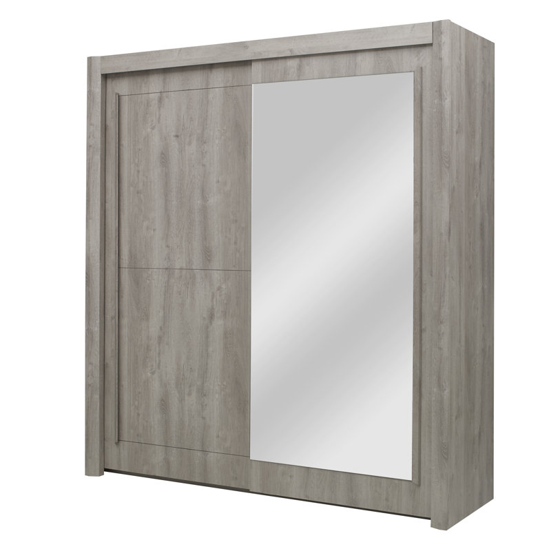 Wyona 2 Door Manufactured Wood Wardrobe, Grey, H220 x W246 x D63cm